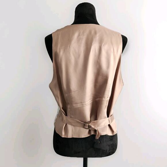 Vintage Stephanie Queller Houndstooth Plaid Beige Bown Black Vest Size 10 - Picture 3 of 8